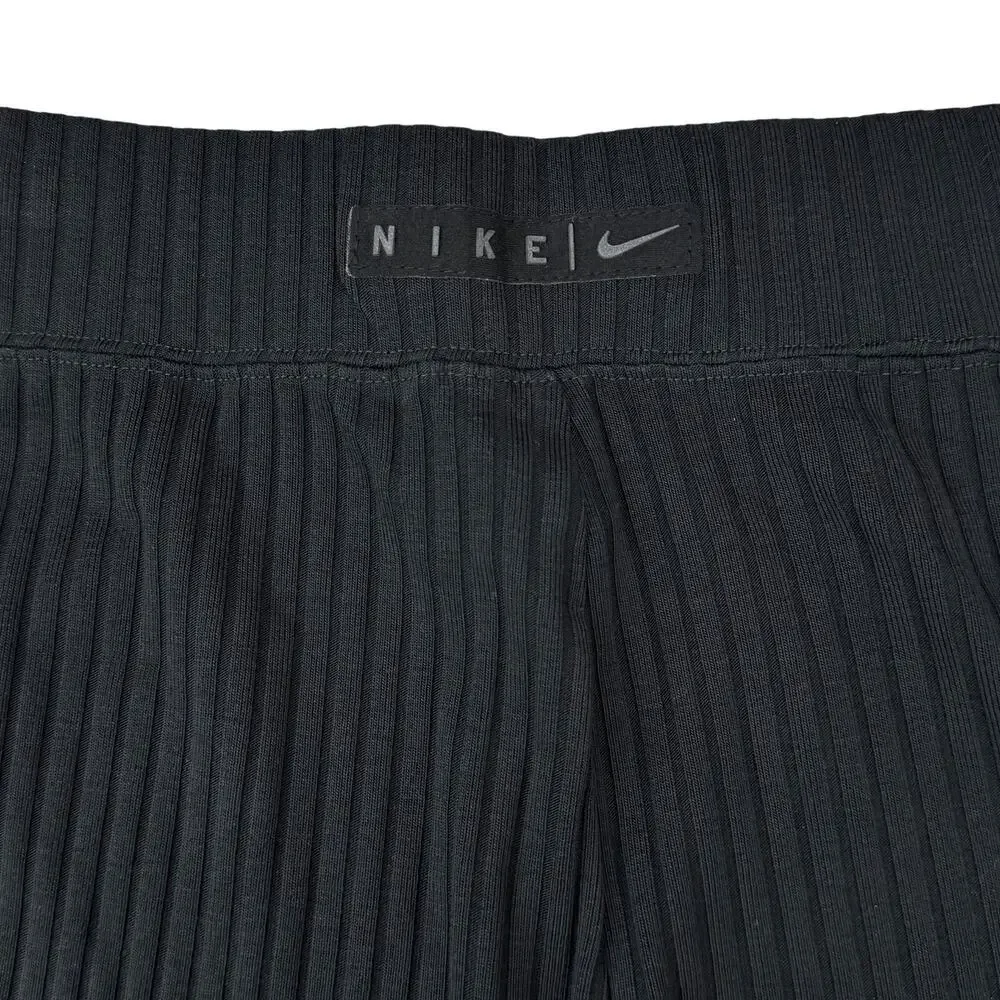 NIKE Women's High Waisted Ribbed Flare Leg Jersey Pants In Black Size Small - Picture 7 of 7